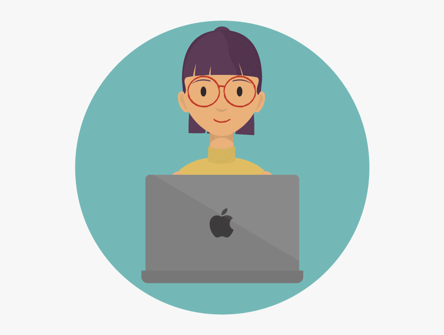 Woman Smiling On Apple Laptop - Woman On Laptop Icon Transparent, Transparent Clipart