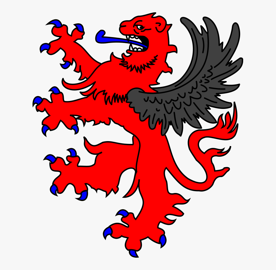 Lion, Winged, Griffin, Rampant, Red, Crest, Heraldry - Winged Lion Coat Of Arms, Transparent Clipart