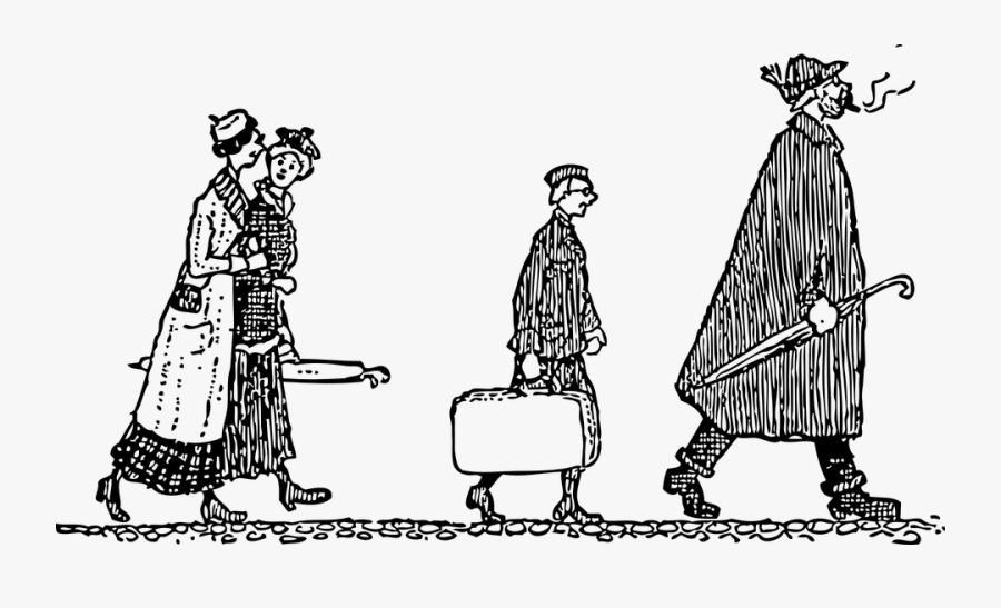 People, Travelling, Walking, Carrying, Luggages, Four - People Walking Clip Art, Transparent Clipart