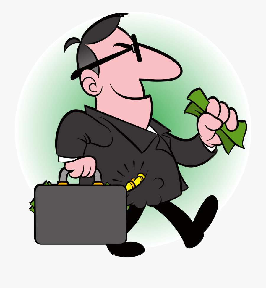 Four Types Of Banker Rights - Cartoon Of Guy With Money, Transparent Clipart