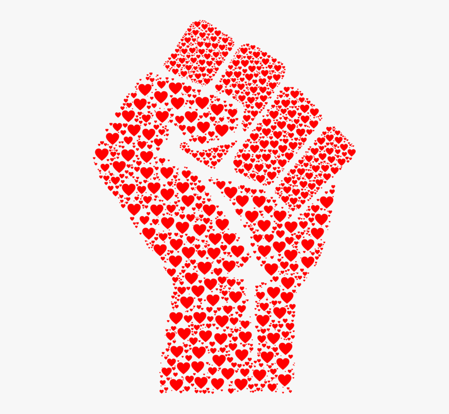 Raised Fist Love Fist Bump Hand Heart - Fist Made Of Hearts, Transparent Clipart