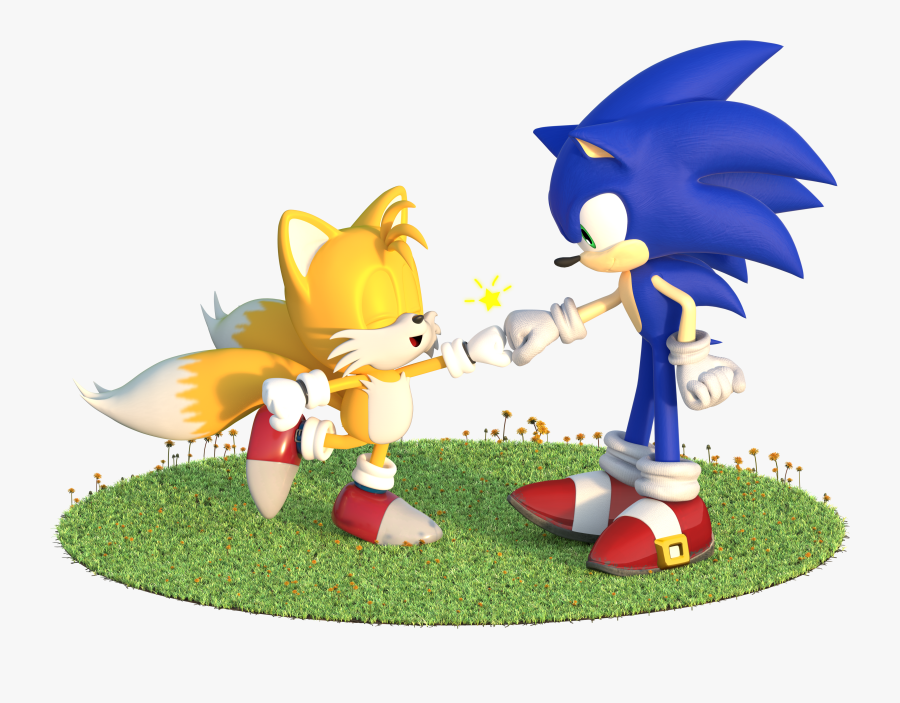 Here"s A Cute Fist Bump Between Sonic And Classic Tails - Cute Sonic And Tails, Transparent Clipart