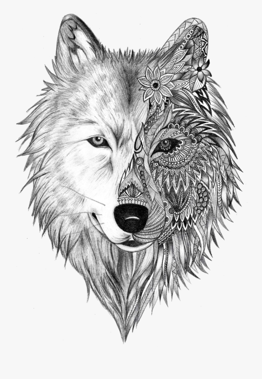 Tattoo Sleeve Gray Artist Heart Wolf Ink Clipart - Drawing Of A Wolf Head, Transparent Clipart