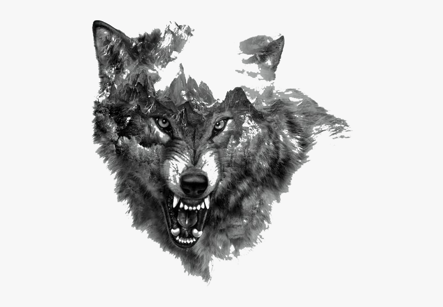 Tattoo Rocky Northern Mountain Painted Arctic Flash - Growling Wolf Tattoo Designs, Transparent Clipart