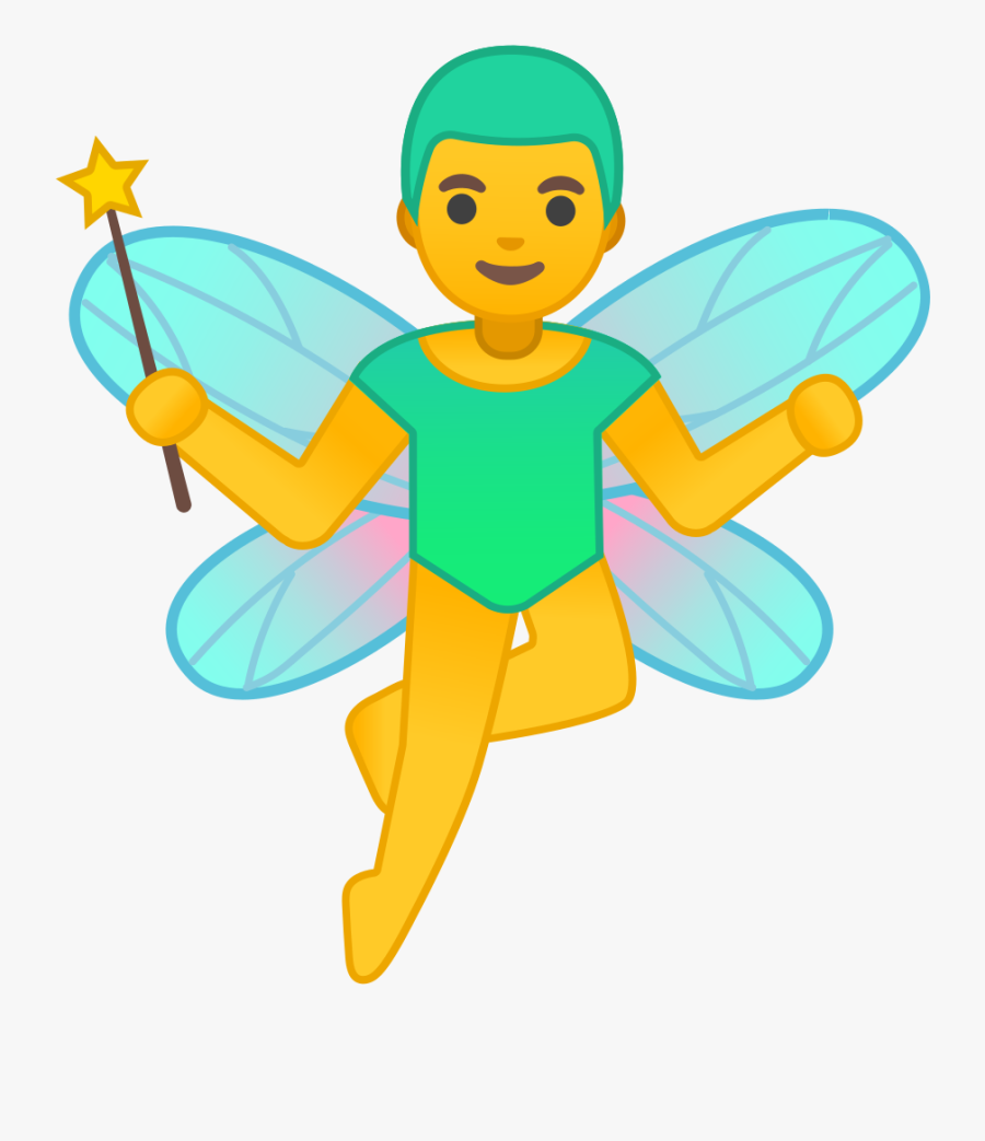 Man Noto Emoji People Stories Iconset Google - Male Fairy Emoji, Transparent Clipart