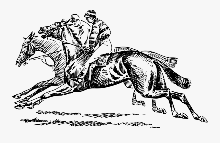 Transparent Race Horse Png - Horse Racing Clip Art Black And White, Transparent Clipart