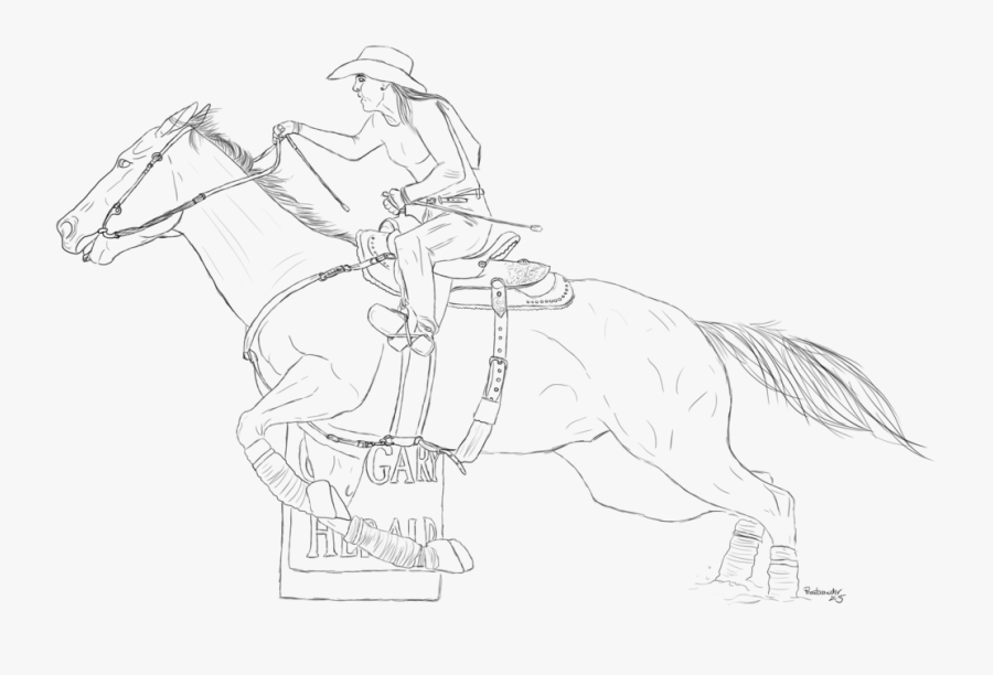 Transparent Race Horses Clipart - Barrel Racing Horse Drawing, Transparent Clipart