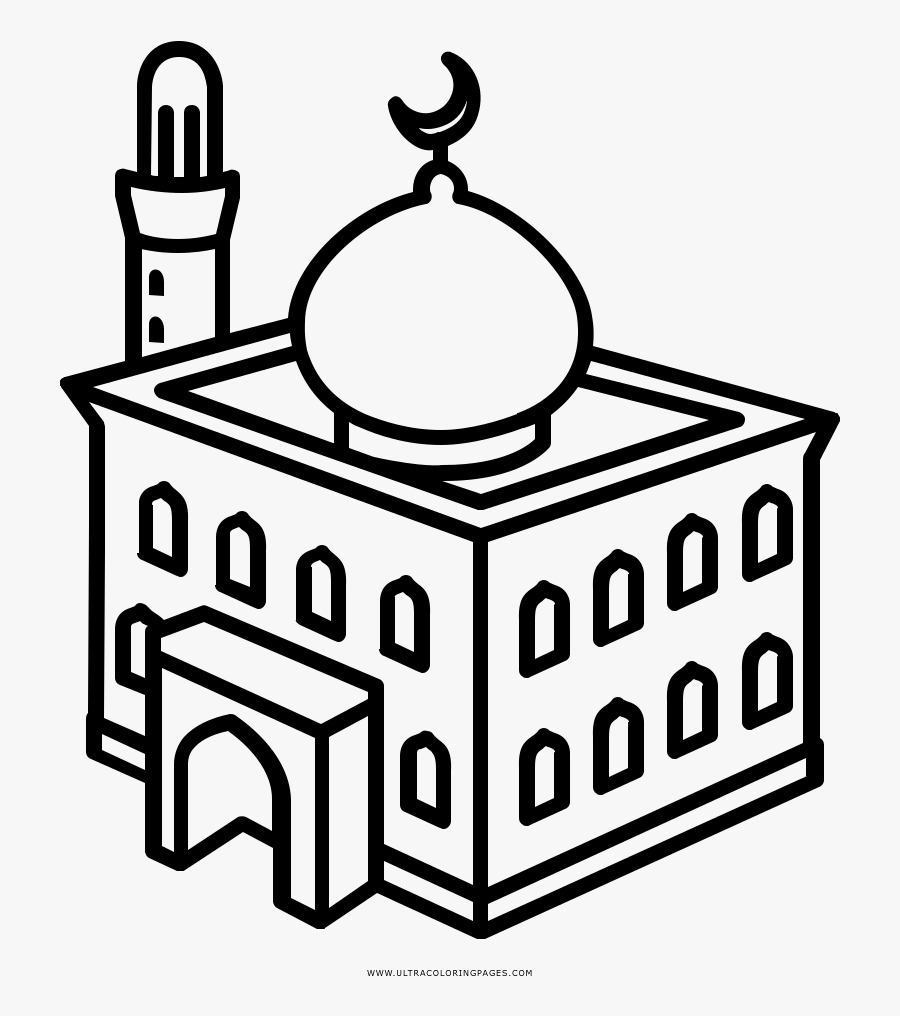 Mosque Coloring Page - Drawing, Transparent Clipart