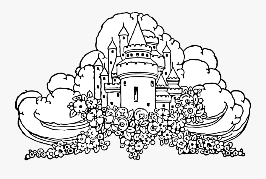 Symmetry,text,artwork - Castle Rainbow Coloring Page, Transparent Clipart