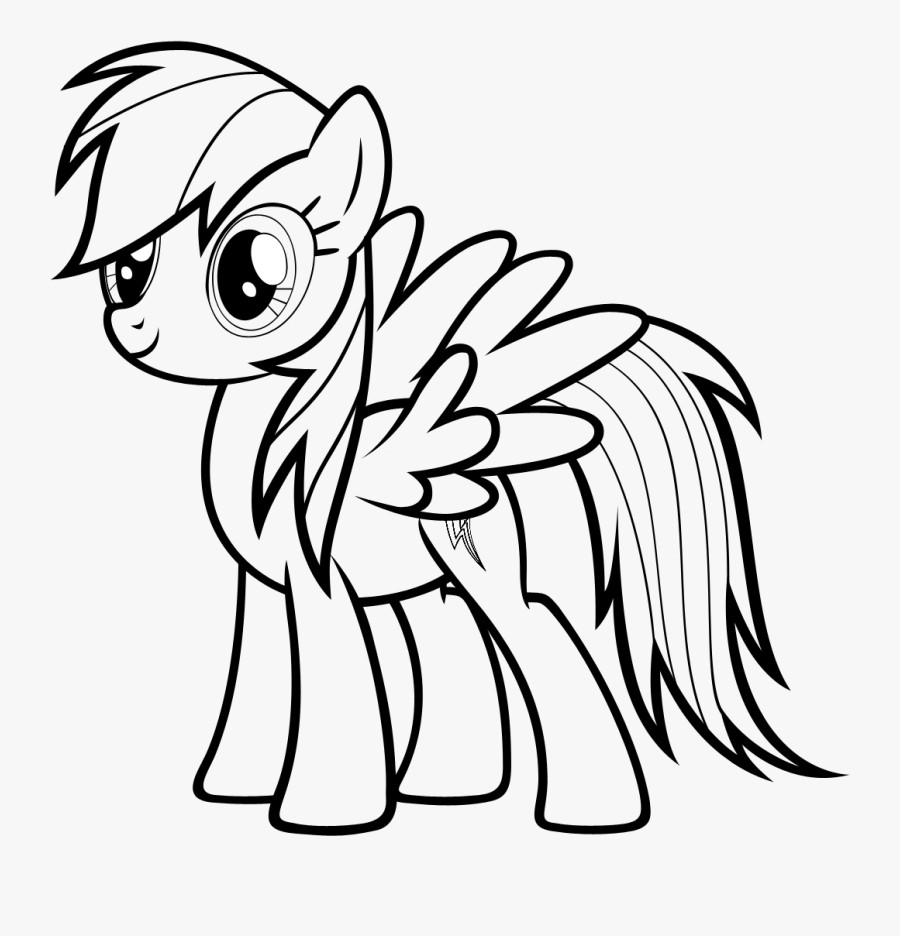 Rainbow Dash Coloring Pages - My Little Pony Rainbow Dash Drawing, Transparent Clipart