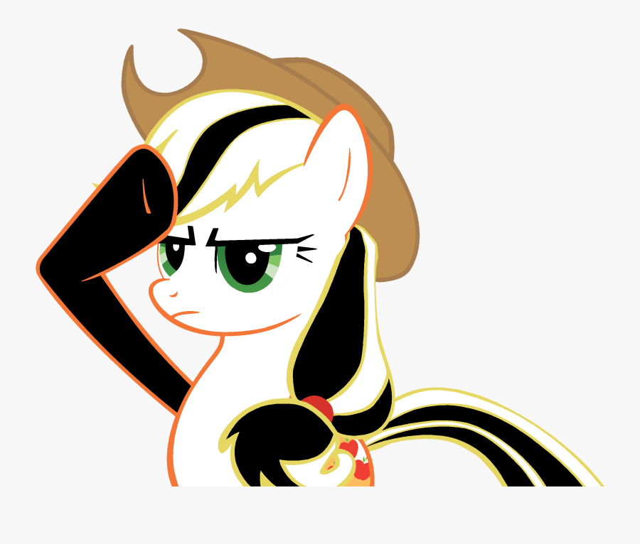 Black And White Of Applejack Salutes - Cartoon, Transparent Clipart