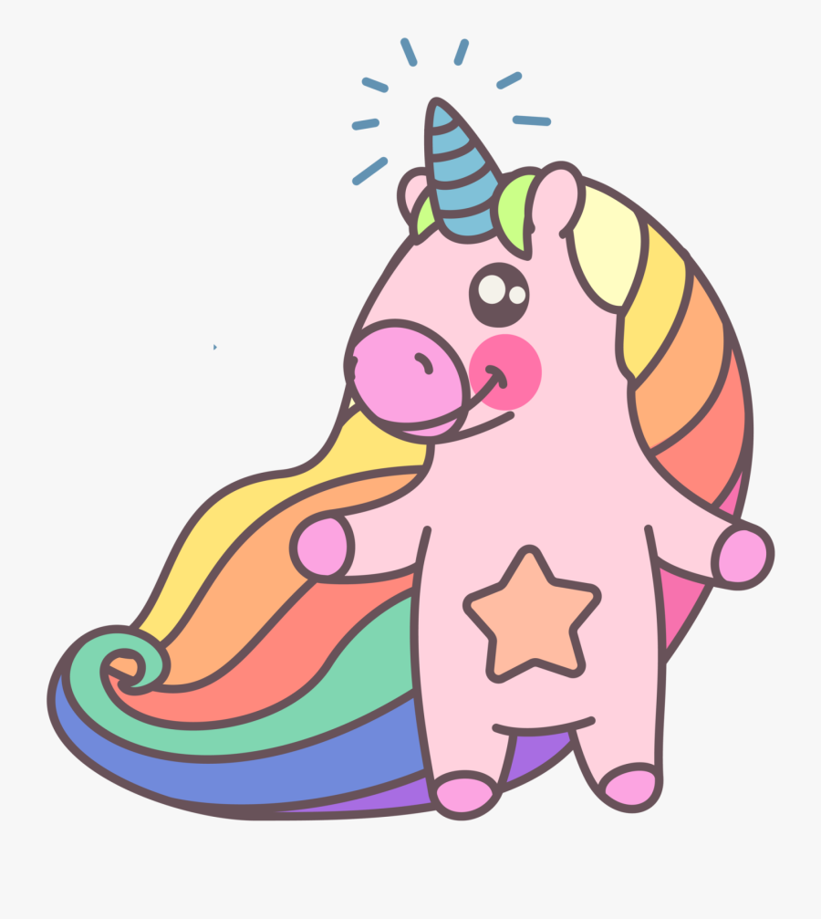 Cute Rainbow Unicorn - Vector Of A Cute Rainbow Unicorn, Transparent Clipart