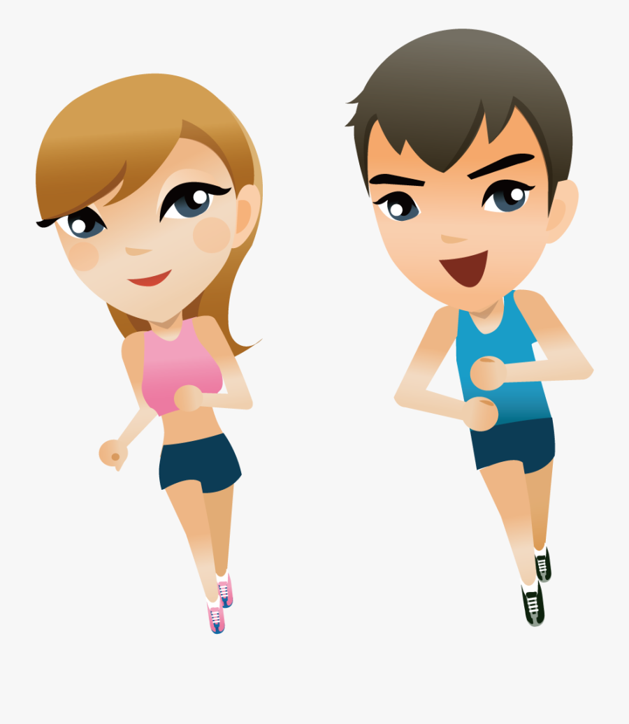 Clip Art Cartoon Jogging - Couple Jogging Animation, Transparent Clipart