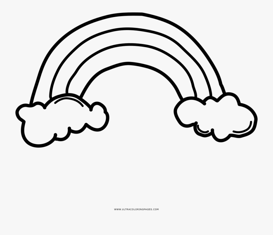 Rainbow Coloring Page - Black And White Rainbow Clip Art, Transparent Clipart
