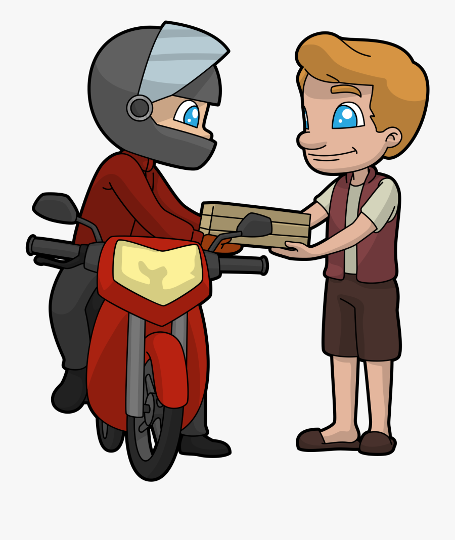 Cartoon Delivery Guy In A Motorbike Clipart , Png Download - Cartoon, Transparent Clipart