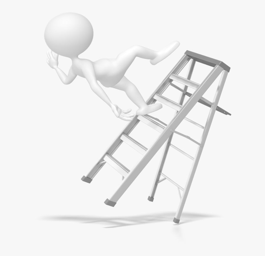 Stick Figure Falling Off Ladder, Transparent Clipart