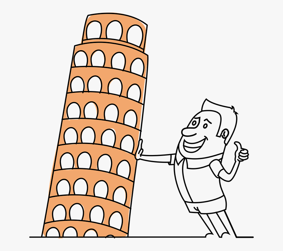 Transparent Tourist Clipart - Leaning Tower Of Pisa Clipart Tourist, Transparent Clipart