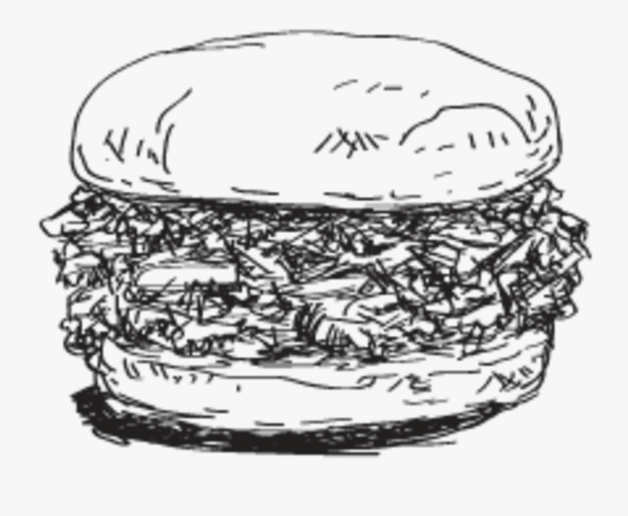 Black And White Pulled Pork Sandwich, Transparent Clipart