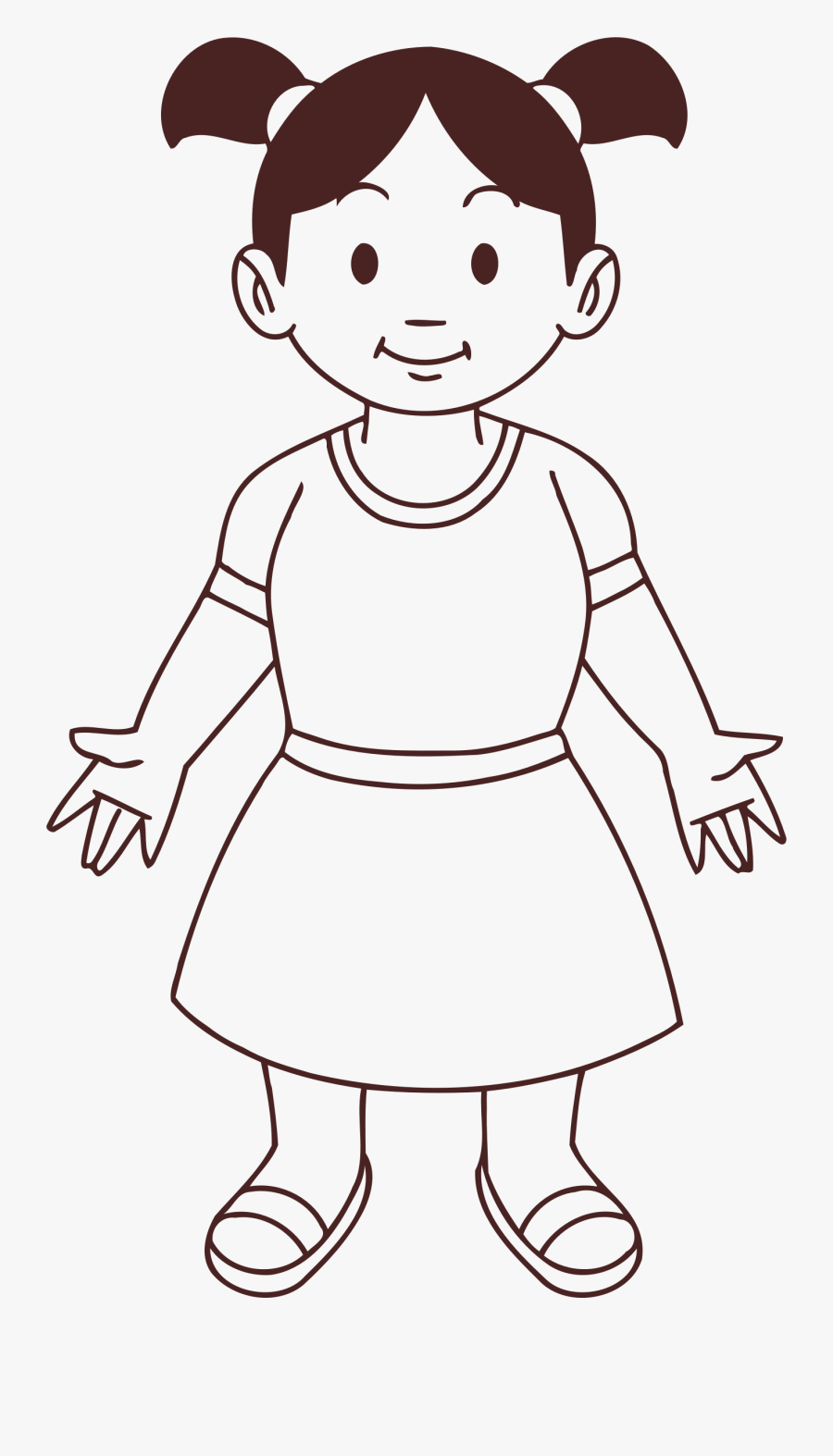 Draw Clipart Kid Draw - Girl Baby Line Drawing , Free Transparent