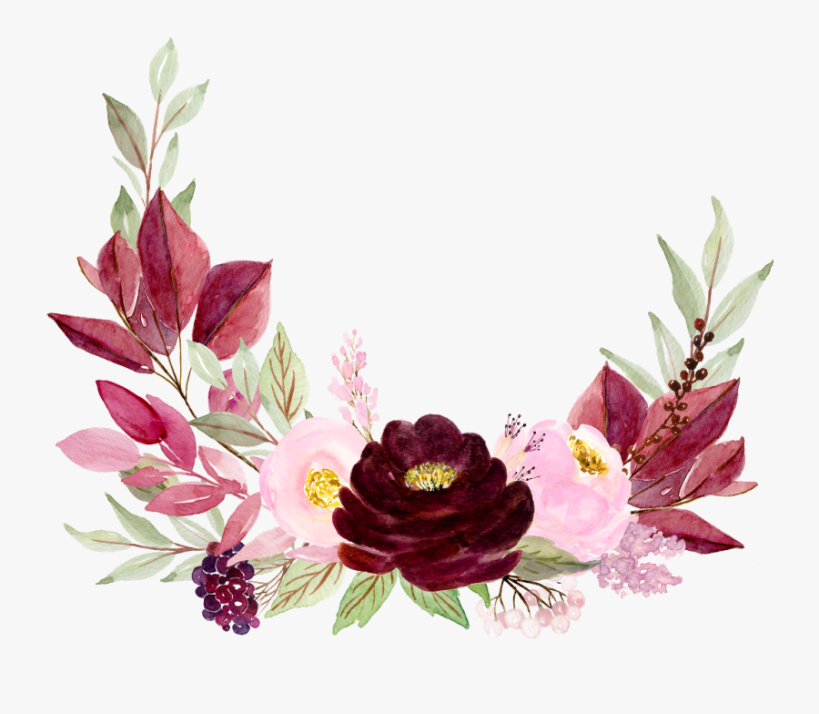 Freetoedit Ftestickers Clipart Decoration Watercolor - Watercolor Maroon Flower Png, Transparent Clipart