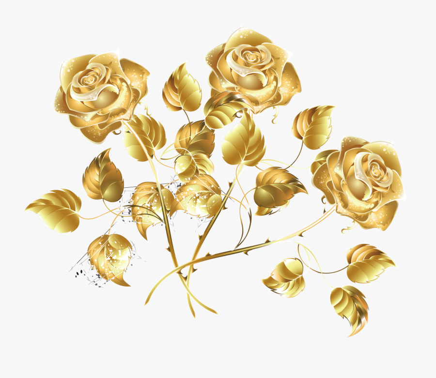 Golden Creative Sea Rose Download Hd Png Clipart - Gold Flowers Transparent Background, Transparent Clipart