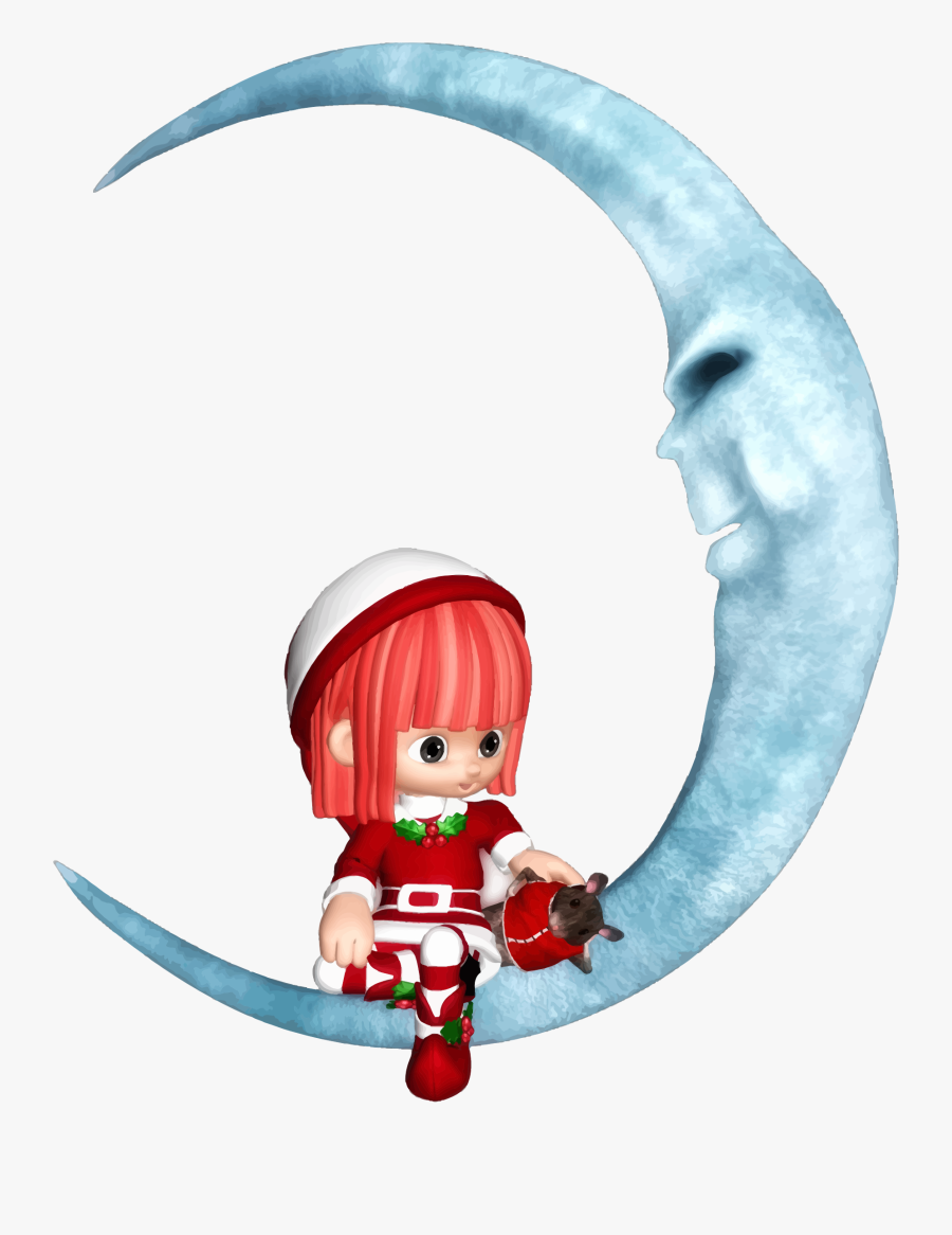 Elf Sitting On Crescent Moon Clip Arts, Transparent Clipart