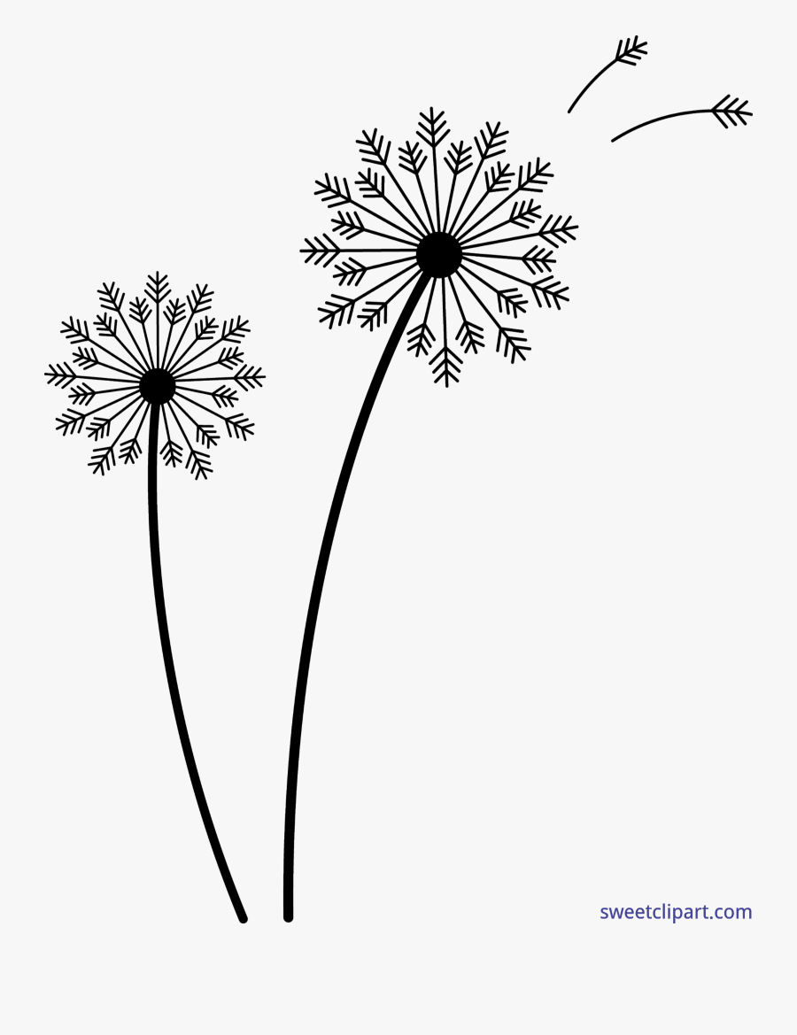 Stem Clipart Dandelion - Dandelion Clipart Black And White, Transparent Clipart