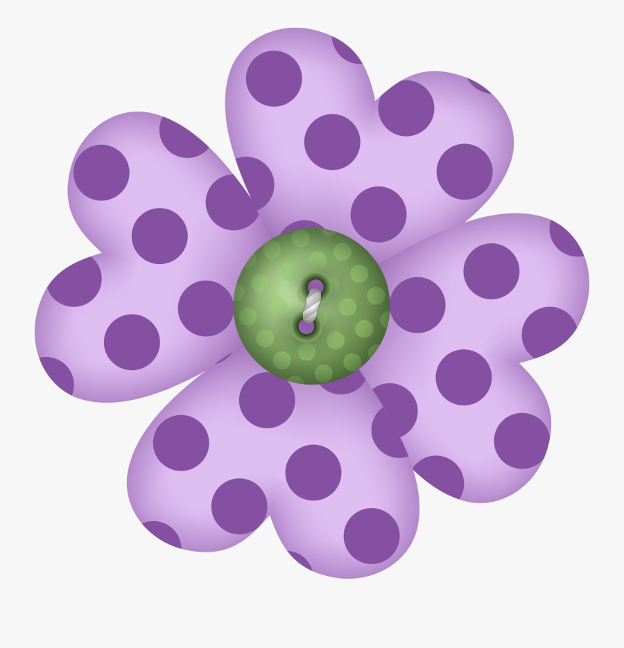 Polka Dots Flowers Clip Art, Transparent Clipart