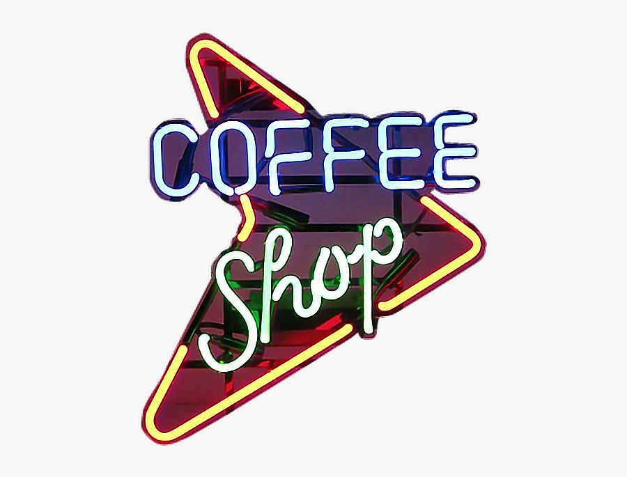 Coffee Shop Sign Neon Niche Moodboard Freetoedit - Transparent Vintage Sticker Png, Transparent Clipart