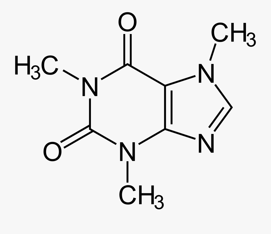 Clip Art Caffeine Molecular Formula - Theophylline Structure, Transparent Clipart