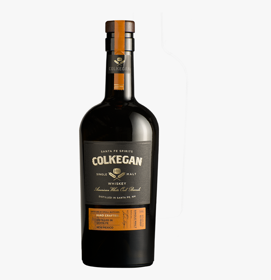 Colkegan Whiskey Single Bottle Image, Transparent Background - Santa Fe Spirits Colkegan Single Malt Whiskey, Transparent Clipart