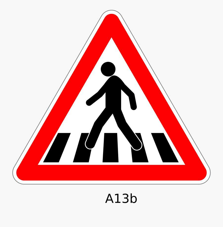 Sign Pedestrian Vector Traffic Zebra Graphics Crossing - Pedestrian Crossing Sign Png, Transparent Clipart