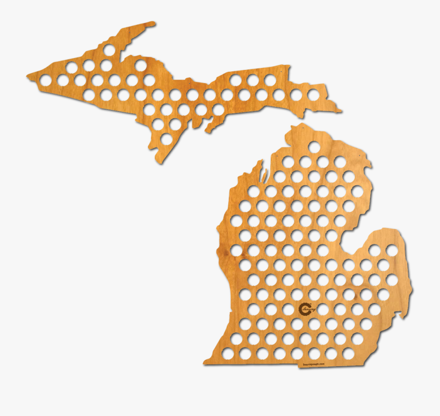 Cap Map Of Michigan - Beer Cap Map, Transparent Clipart