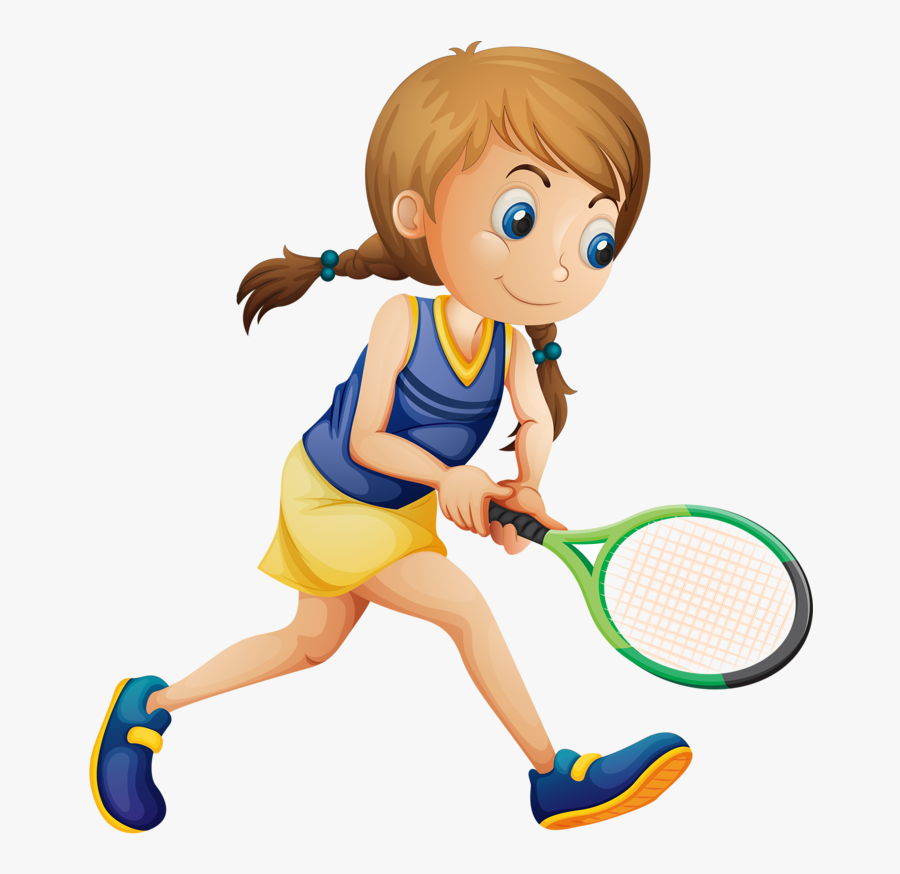 Girl Playing Tennis Clipart - Crianças Jogando Tênis, Transparent Clipart