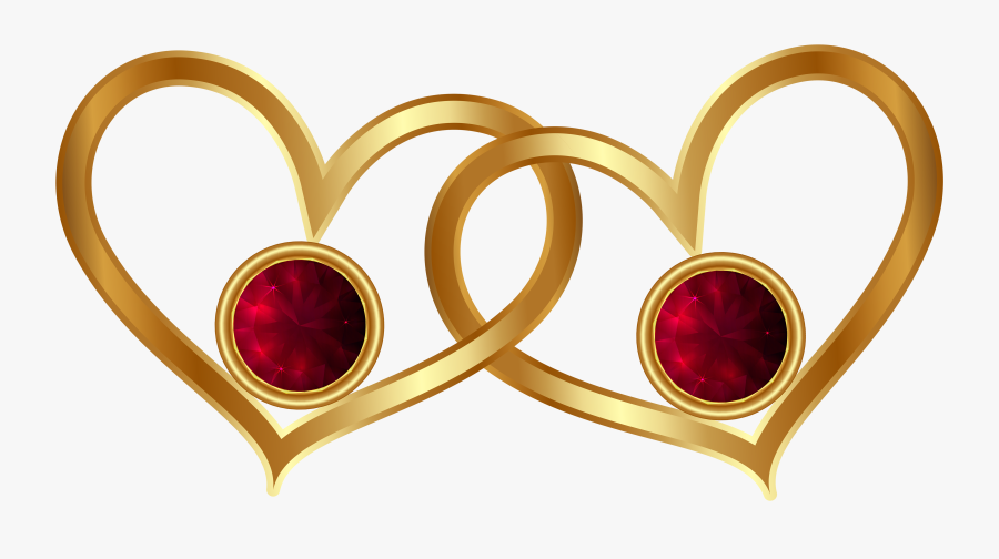 Golden Hearts With Red Diamonds Png Clipart - Gold Hearts Png, Transparent Clipart