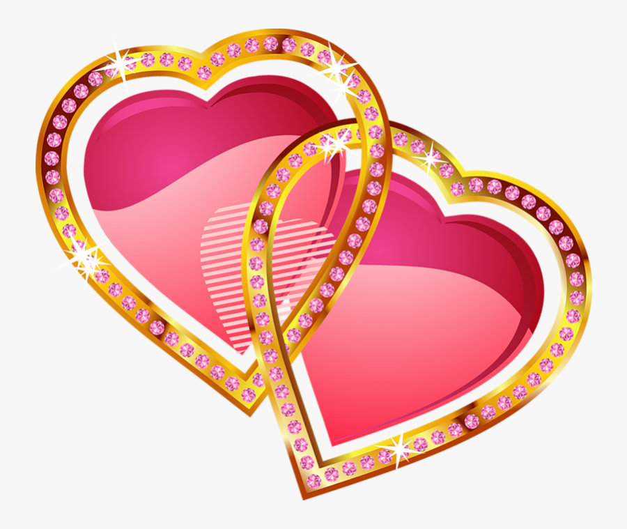 Pink And Gold Heart Png, Transparent Clipart