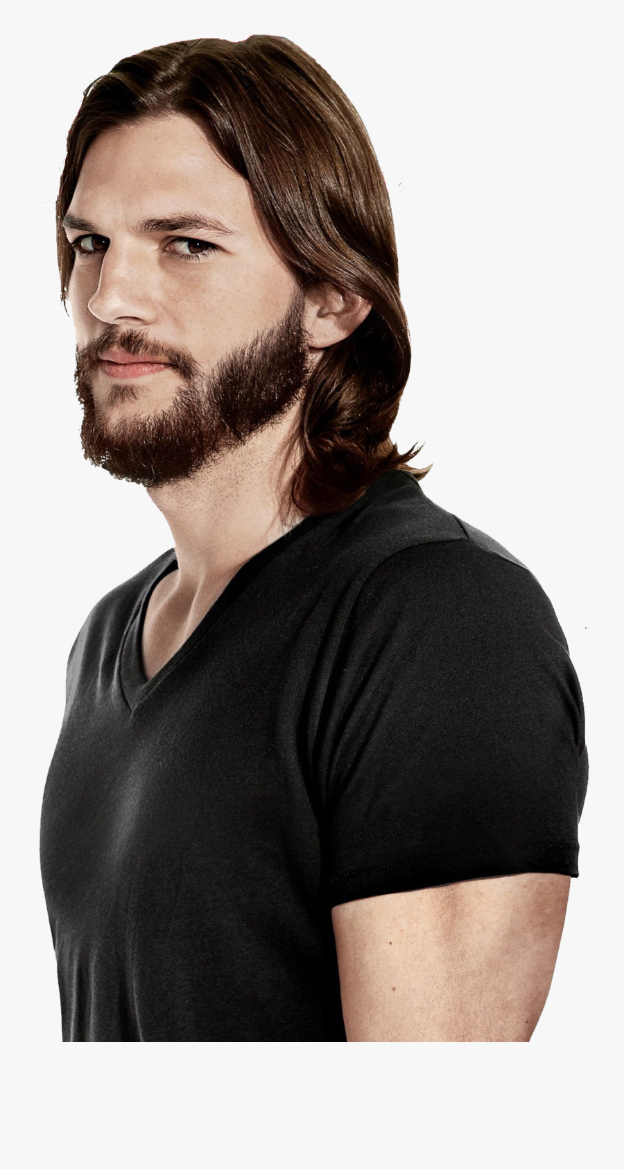 Clip Art Colin Farrell Long Hair - Ashton Kutcher Long Hair Beard, Transparent Clipart