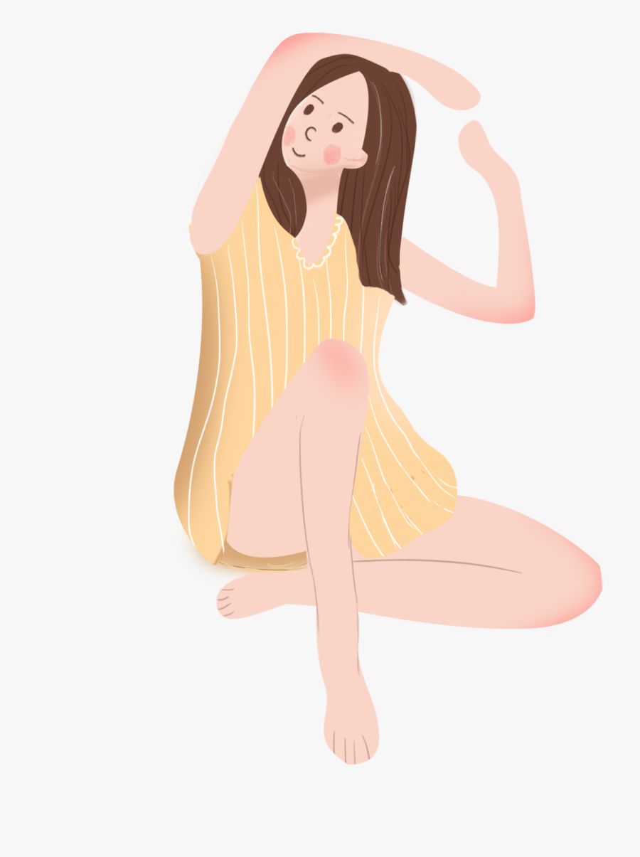 Transparent Girl Brushing Hair Clipart - Illustration, Transparent Clipart
