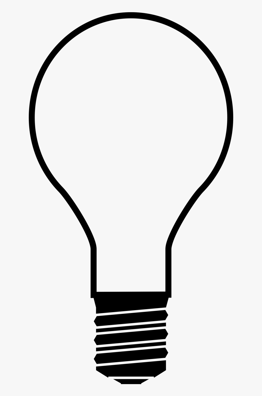 Bulb Clipart Outline - White Light Bulb Silhouette, Transparent Clipart