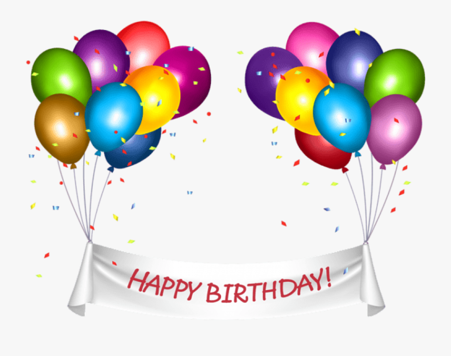 Free Png Transparent Happy Birthday Banner And Baloons - Happy Birthday Text Png, Transparent Clipart