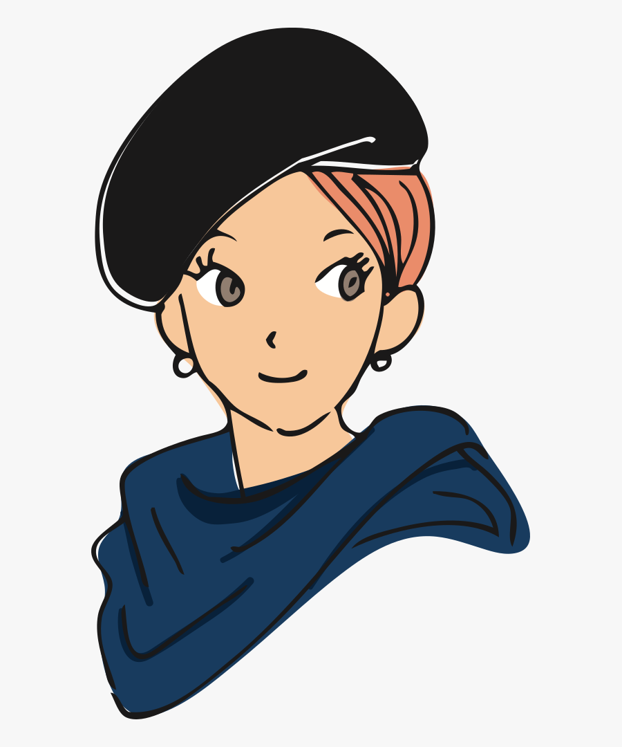 Girl With Beret - Girl In Beret Clipart, Transparent Clipart