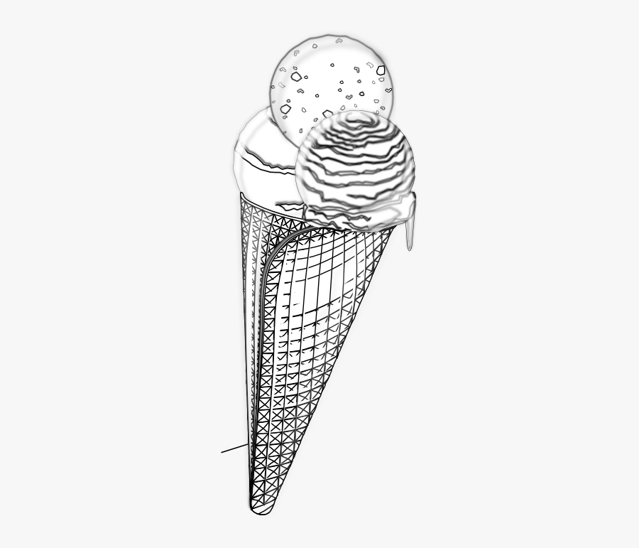 Food Cornet Cornet Black White Line Art 555px - Ice Cream Cone, Transparent Clipart