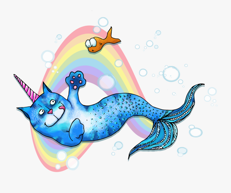 Clipart Whale Whimsical - Unicorn Mermaid Cat Art, Transparent Clipart