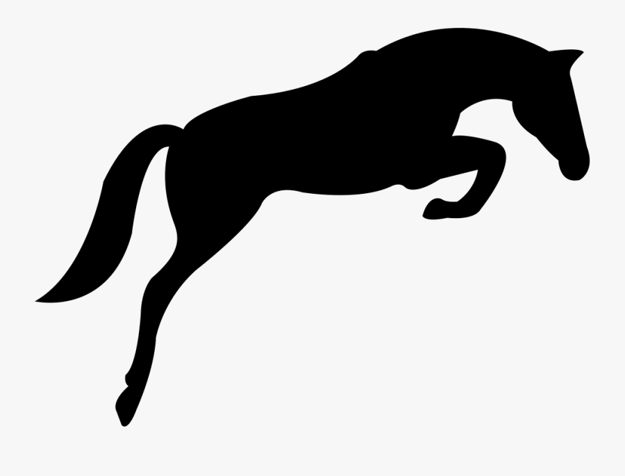 Black Jumping Horse With Face Looking To The Ground - Clip Art Horse Jumping, Transparent Clipart