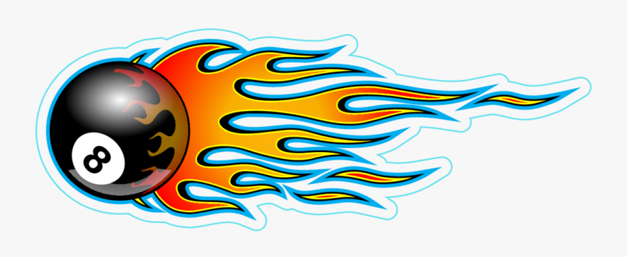 Flaming 8 Ball Sticker - Hot Rod Flame Shapes, Transparent Clipart