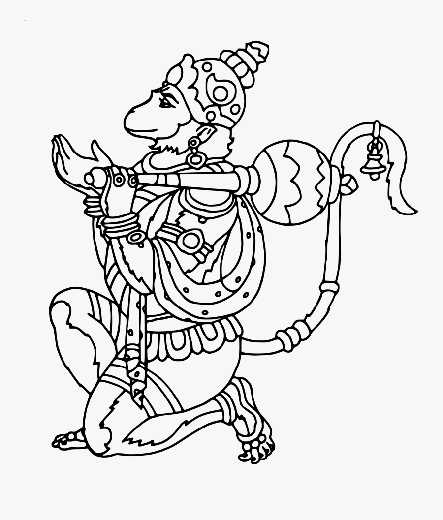 Transparent Hanuman Png - Hanuman Line Art, Transparent Clipart