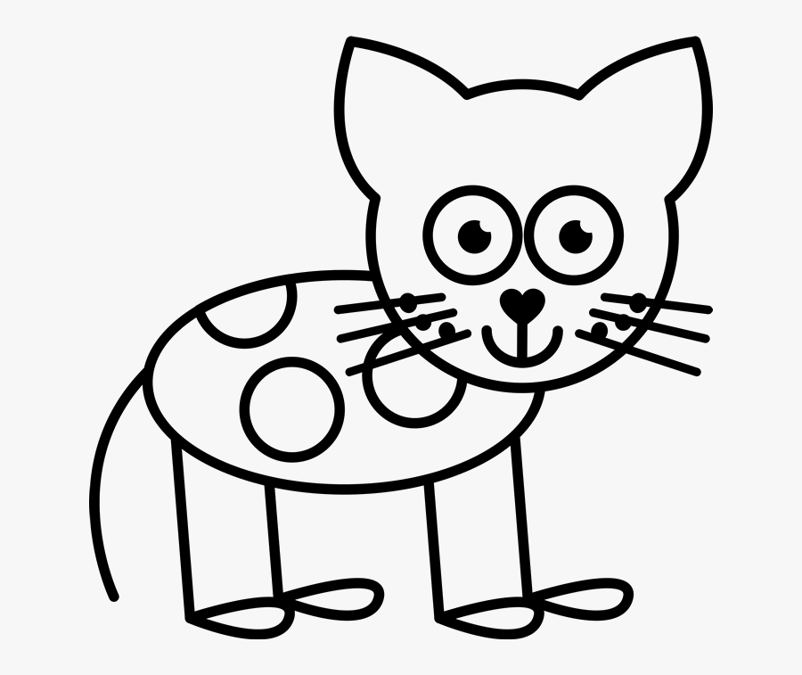 Cat With Spots Outline Rubber Stamp Stick Figure Stamps - Dog Stick Figure Clip Art, Transparent Clipart