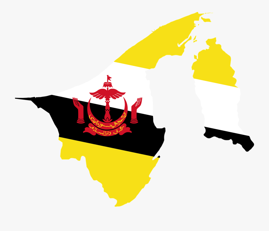 Borders, Country, Flag, Geography, Map, Nation, Asia - Brunei Flag And Map, Transparent Clipart