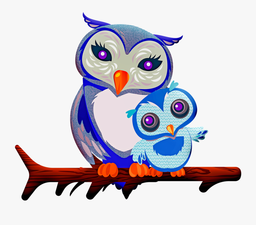Owl, Mother Owl, Baby Owl, Nature, Mother, Family - Mother And Baby Owl, Transparent Clipart