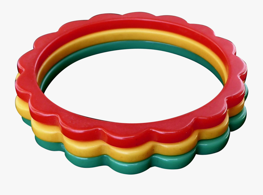 Art Deco Bakelite Scalloped Daisy Bangles Red Yellow - Bangle, Transparent Clipart